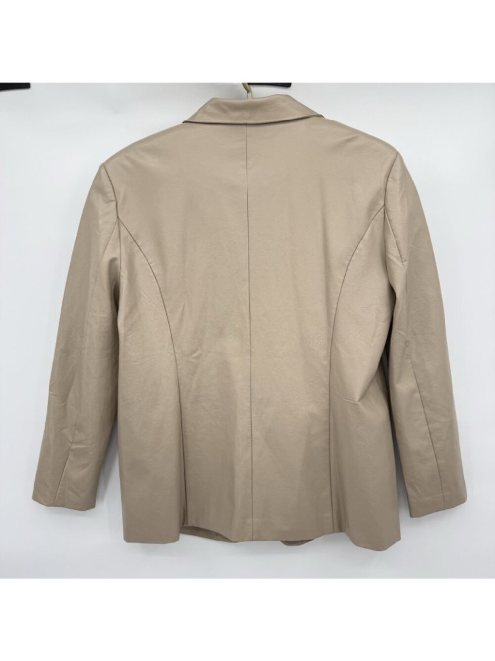 Nasty Gal Oversized Boyfriend Faux Leather Blazer US 4 UK 8 Taupe - Picture 2 of 8